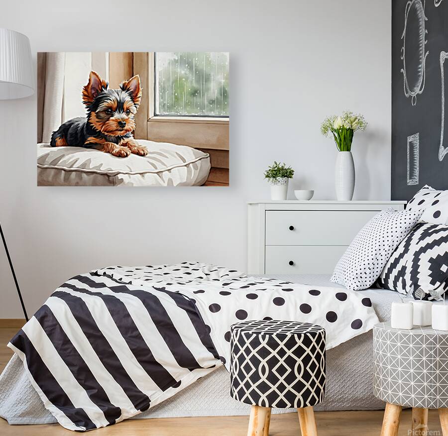 Contented Puppy Relaxes By Rainy Window Reproduction