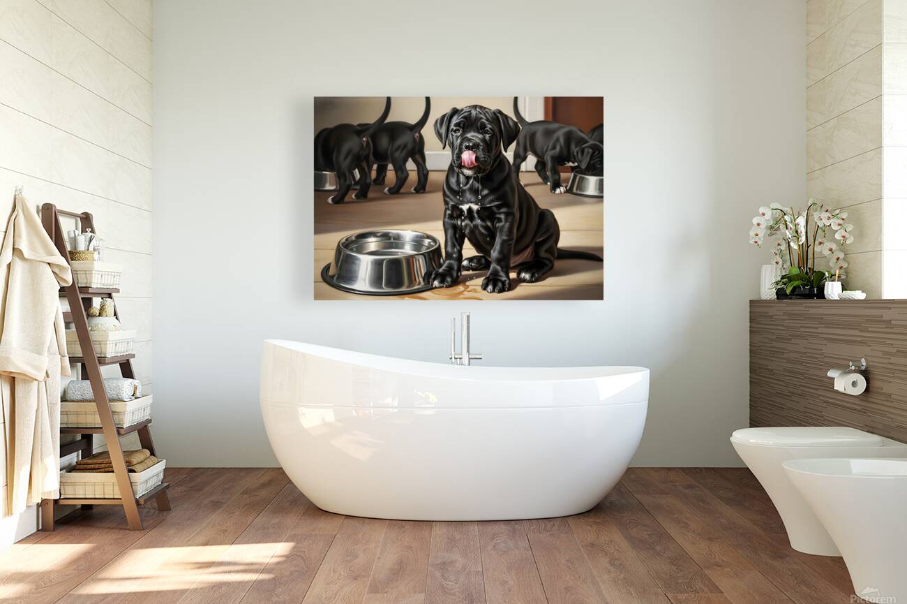 Satisfied Cane Corso Puppy After Drinking Water Reproduction