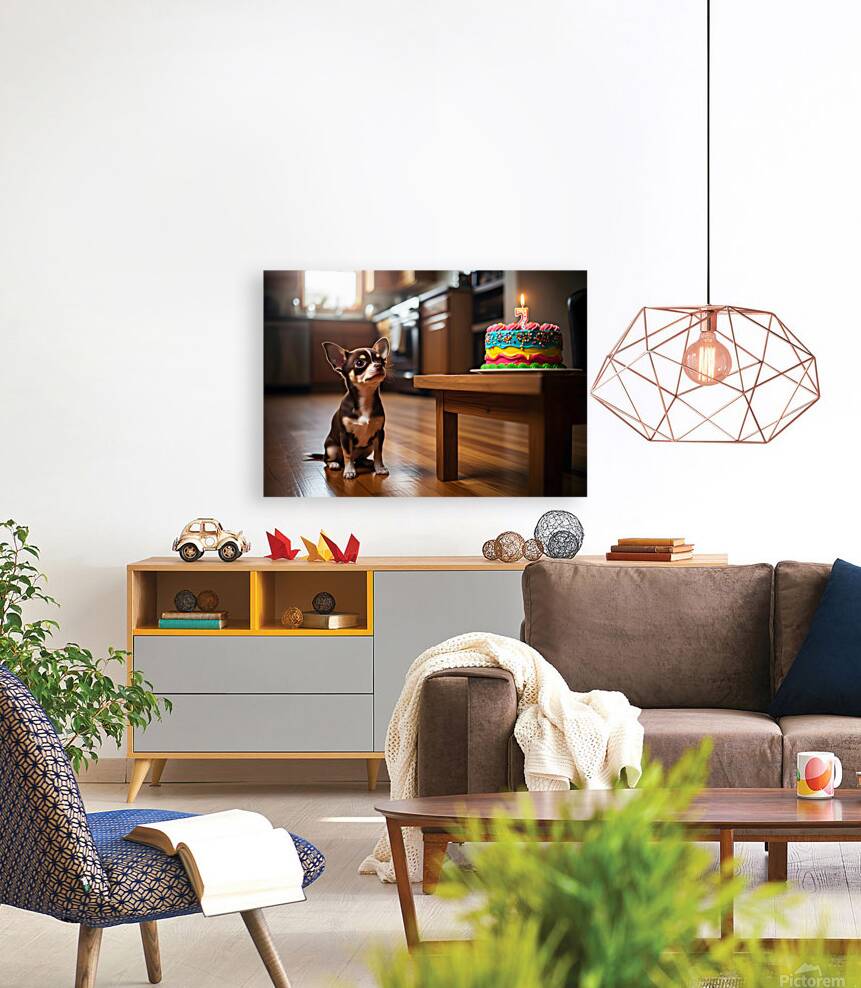 Chihuahua Puppy Discovers Birthday Cake Reproduction