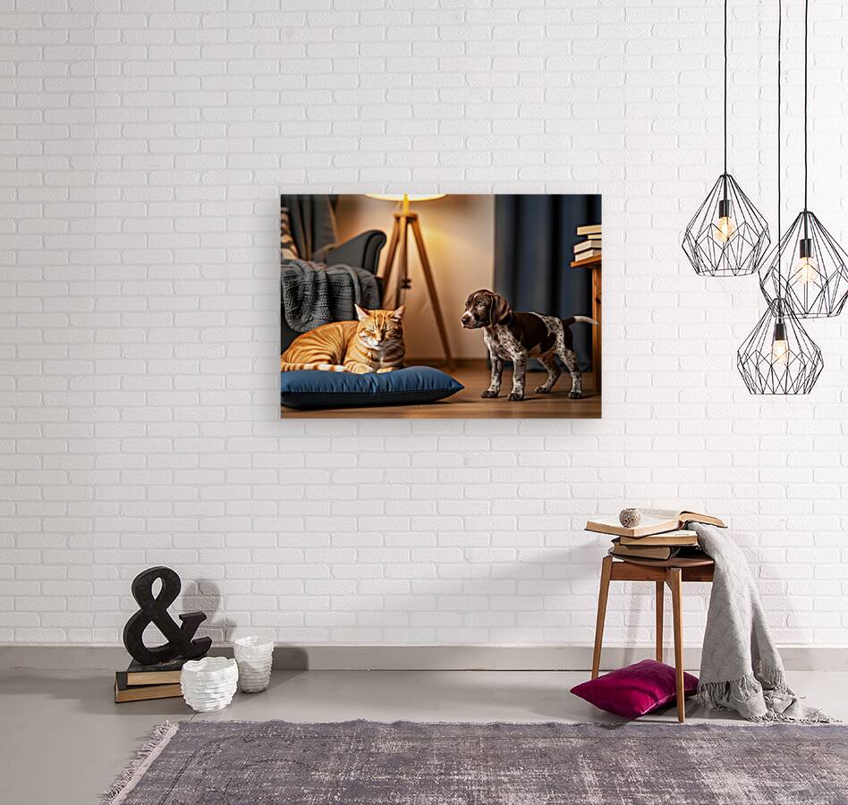 German Shorthaired Pointer Puppy Meets Sleepy Cat Reproduction