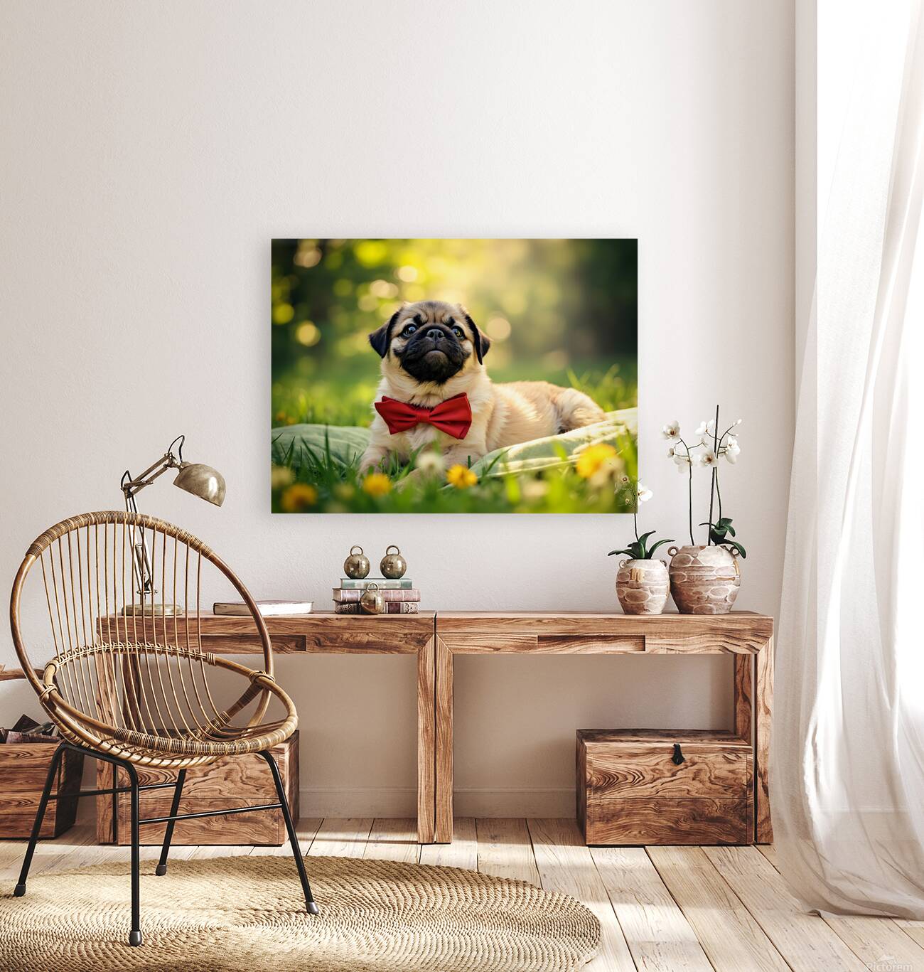 Pug Puppy Relaxes After Fun Day Reproduction