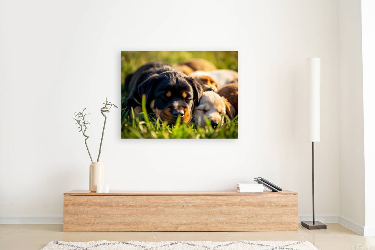 Sleepy Puppies Rest After Playing Hard Reproduction