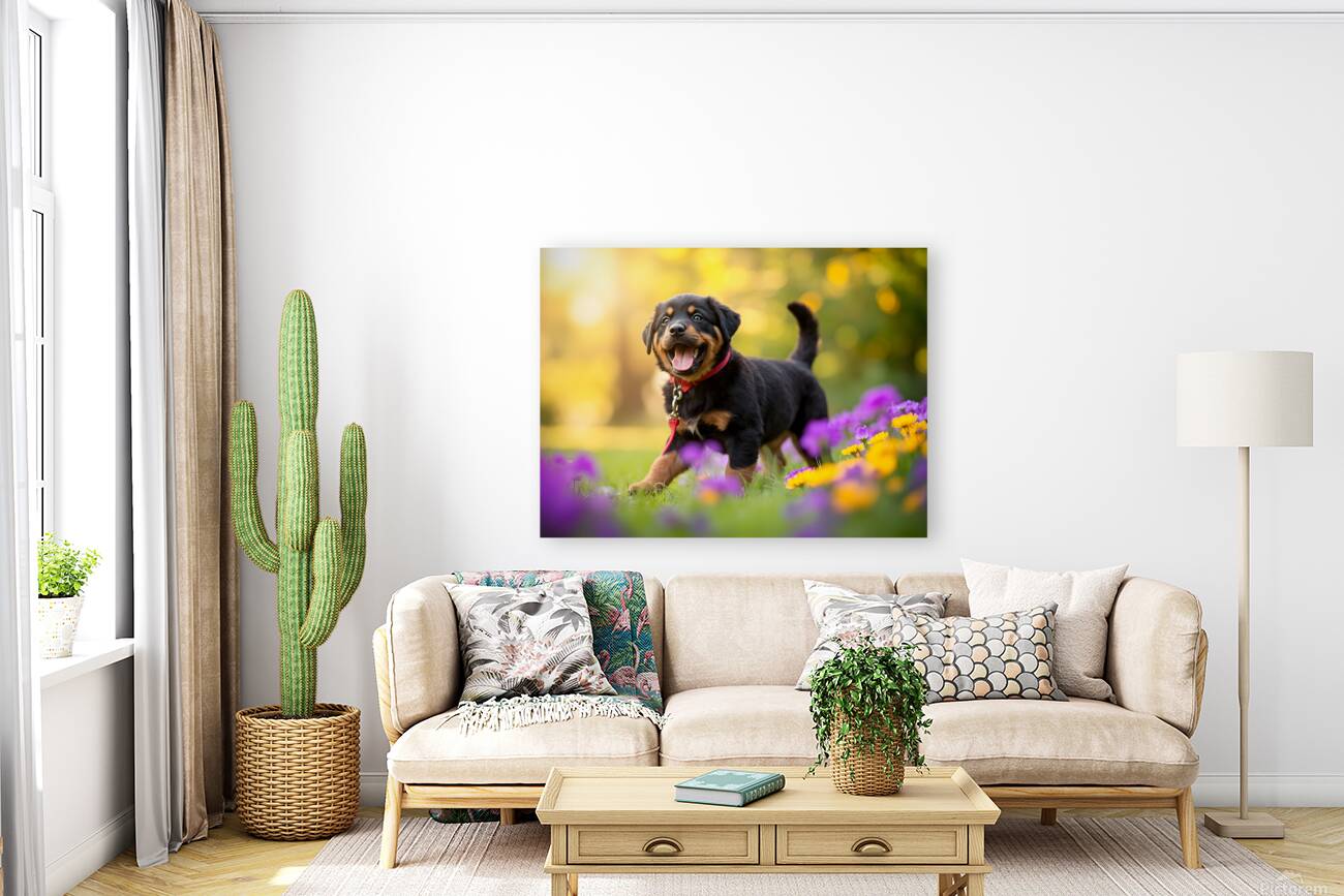 Free Rottweiler Puppy Wags Tail With Joy Reproduction