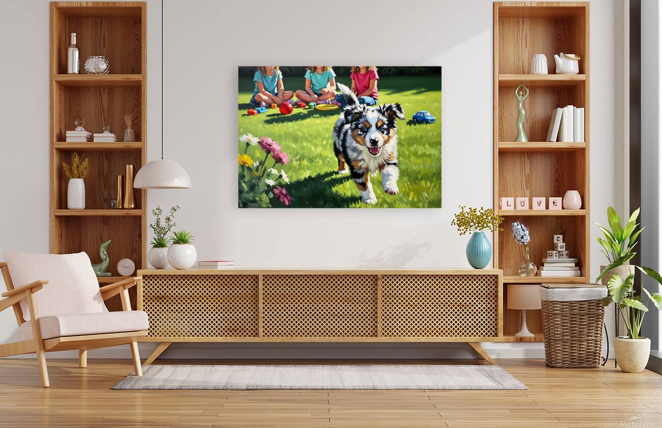 Australian Shepherd Puppy Meets New Friends Reproduction