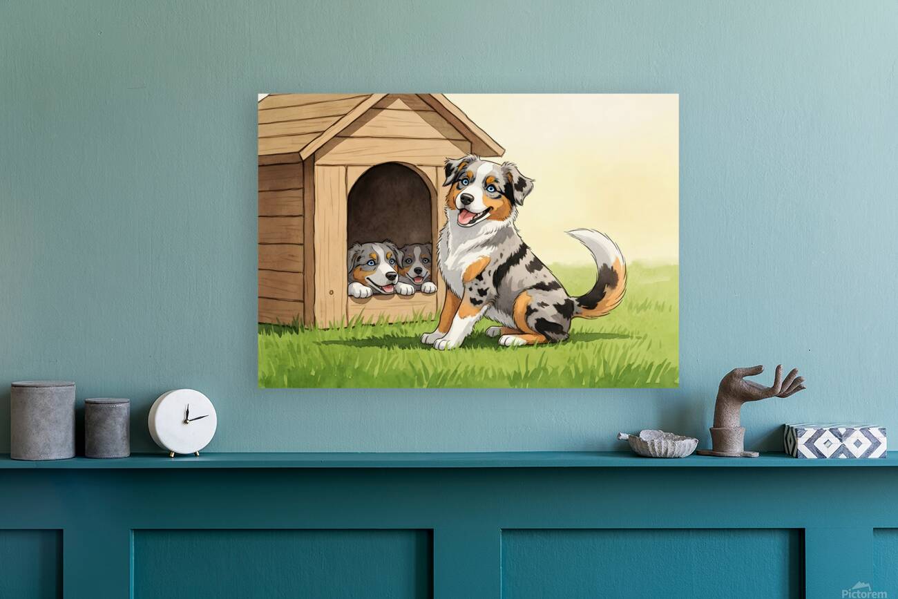 Happy Australian Shepherd Puppy Free From Crowded House Reproduction