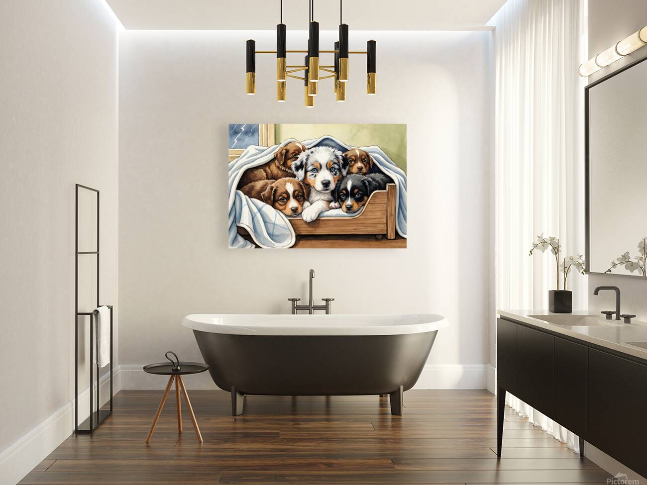 Australian Shepherd Puppy Seeks Comfort During Storm Reproduction