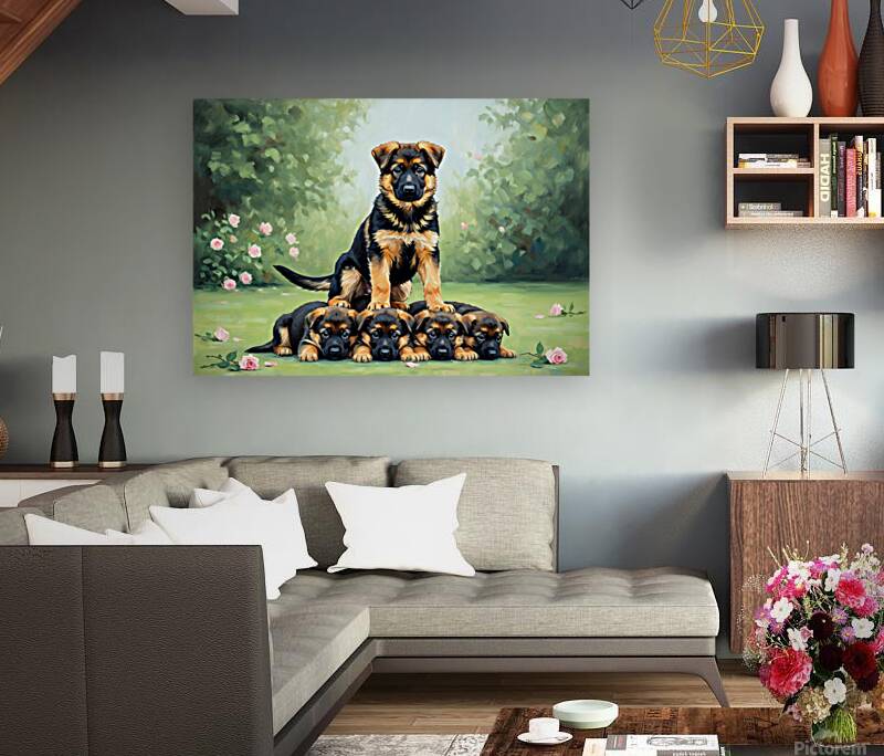 German Shepherd Puppy Reaches Top Of Puppy Pyramid Reproduction