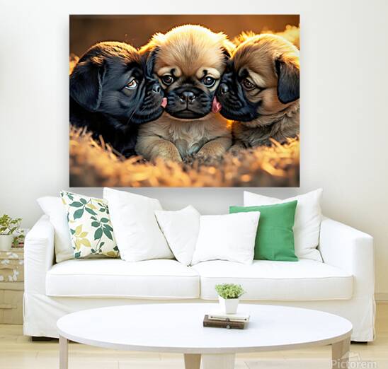 Pug Puppy Rests After Exciting Play Session Reproduction