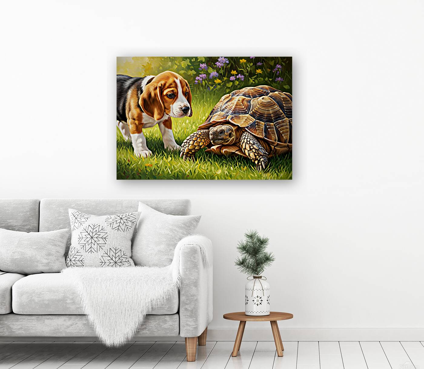 Beagle Puppy Discovers Garden Surprise Reproduction