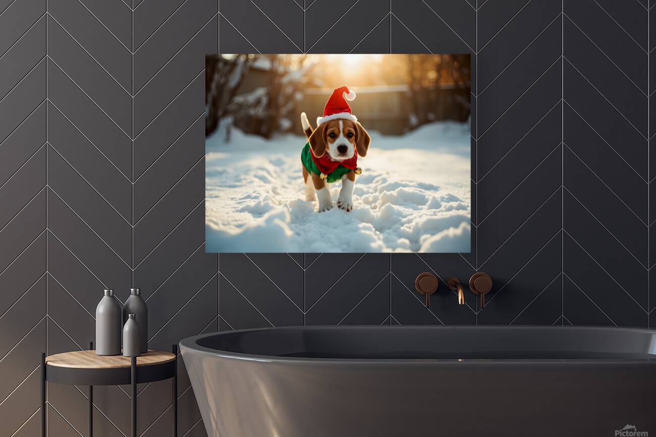 Beagle Puppy Gets Ready For Holiday Fun Reproduction