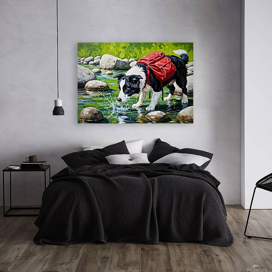 Sleepy Border Collie Puppy Rests Under The Oak Tree Reproduction