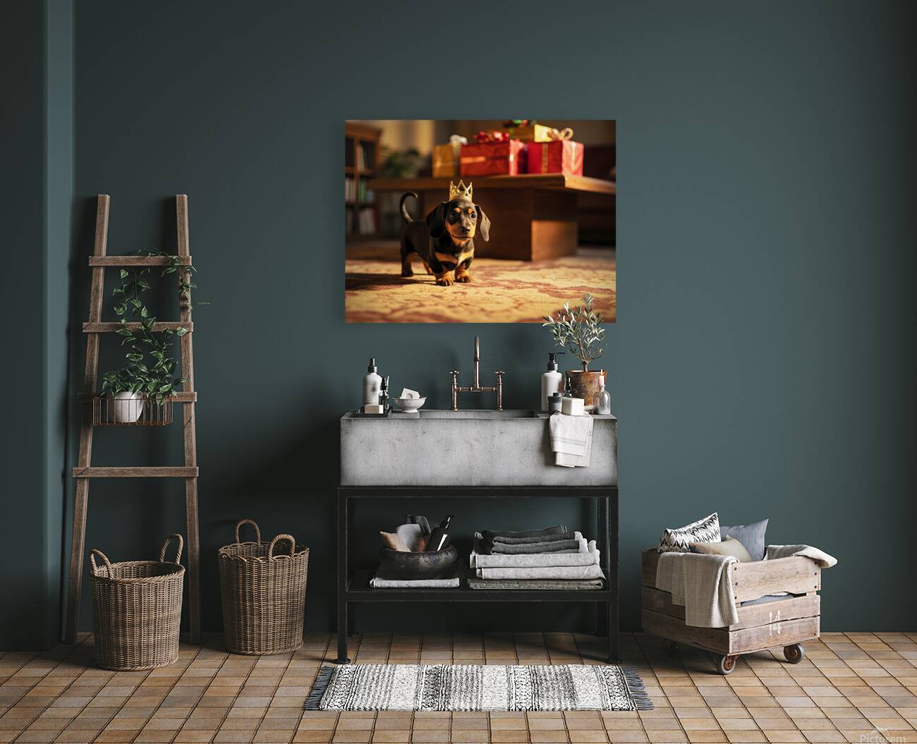 Dachshund Puppy Gets Ready For Birthday Celebration Reproduction