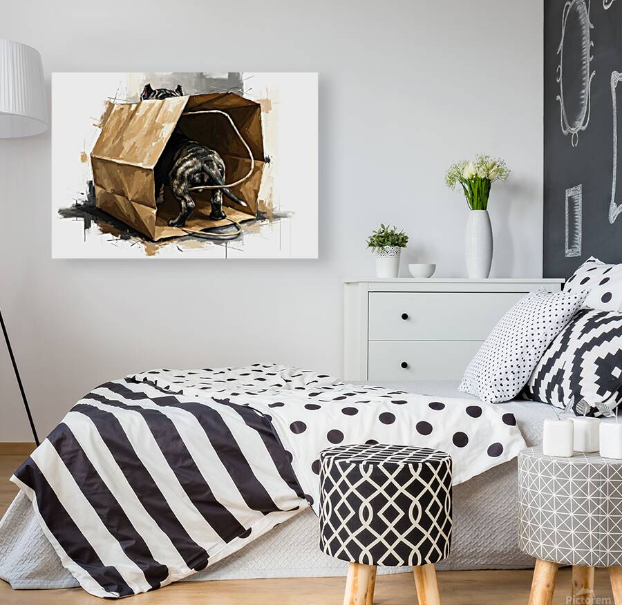 Happy Cane Corso Puppy Emerges From Shopping Bag Fun Reproduction