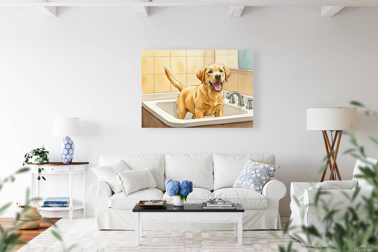 Patient Puppy Ready For Bath Time Reproduction