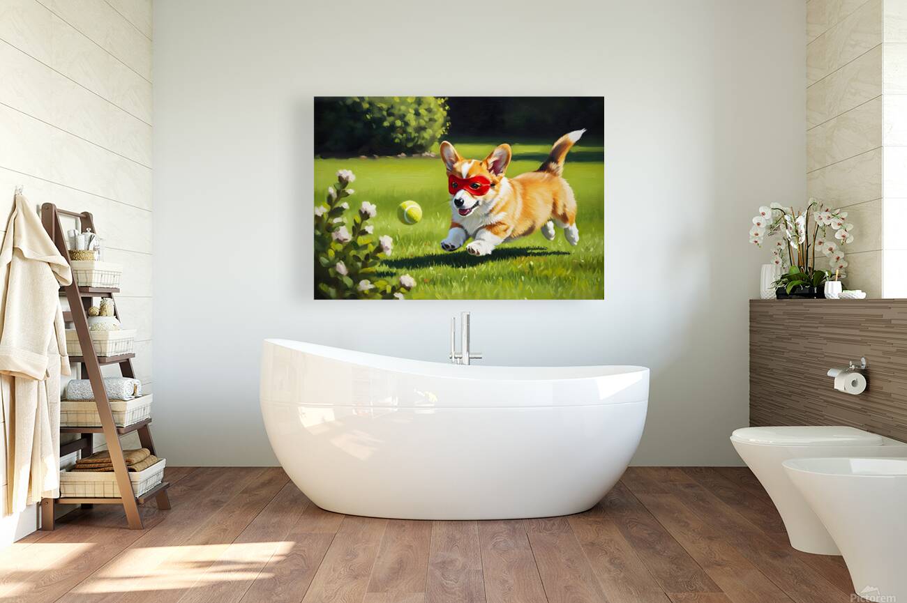 Sleepy Super Corgi Rests After Hero Adventures Reproduction