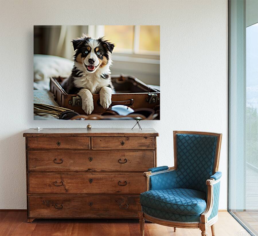 Content Puppy Settles Down For Suitcase Journey Reproduction