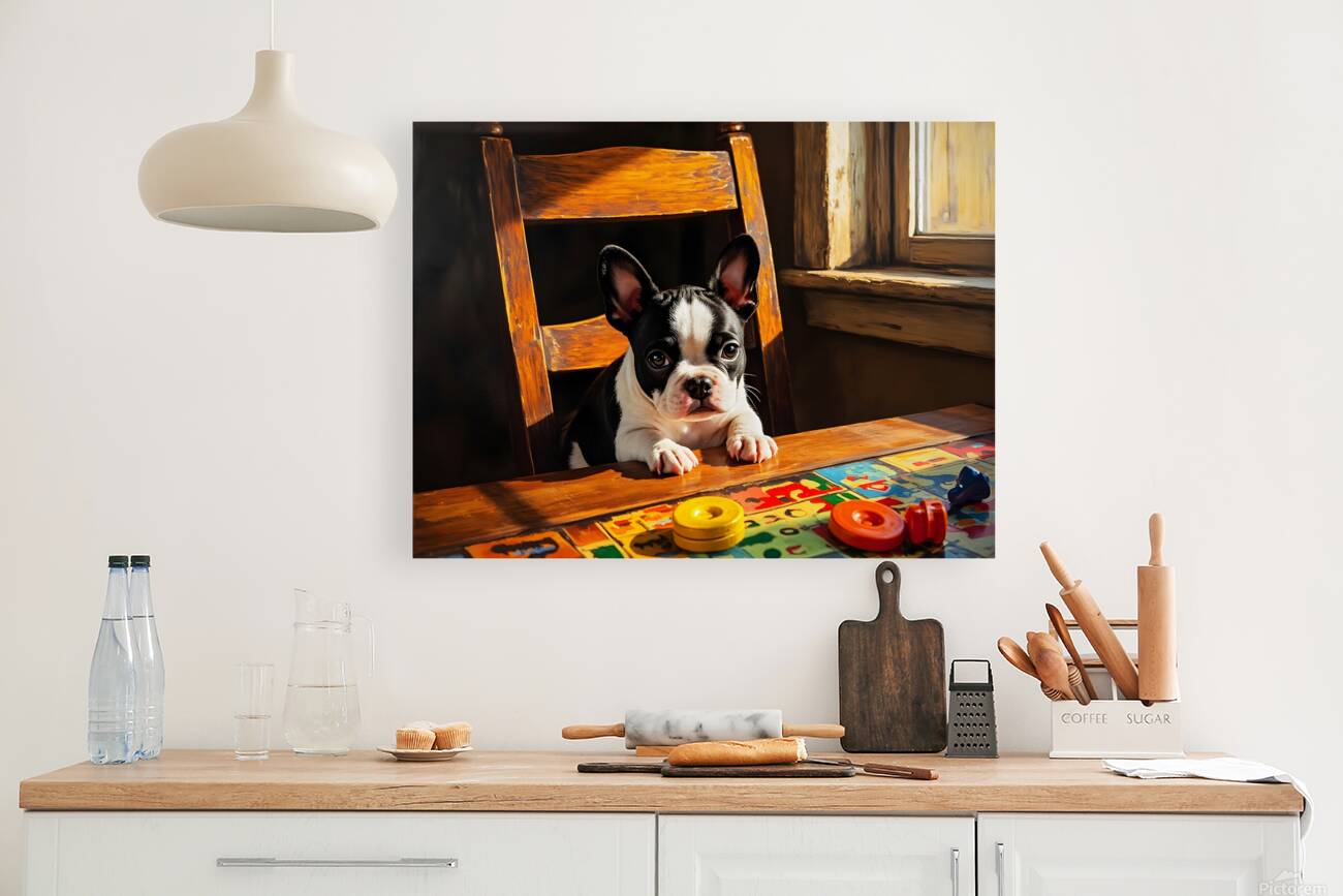 Puppy Proudly Holds Game Piece In Mouth Reproduction