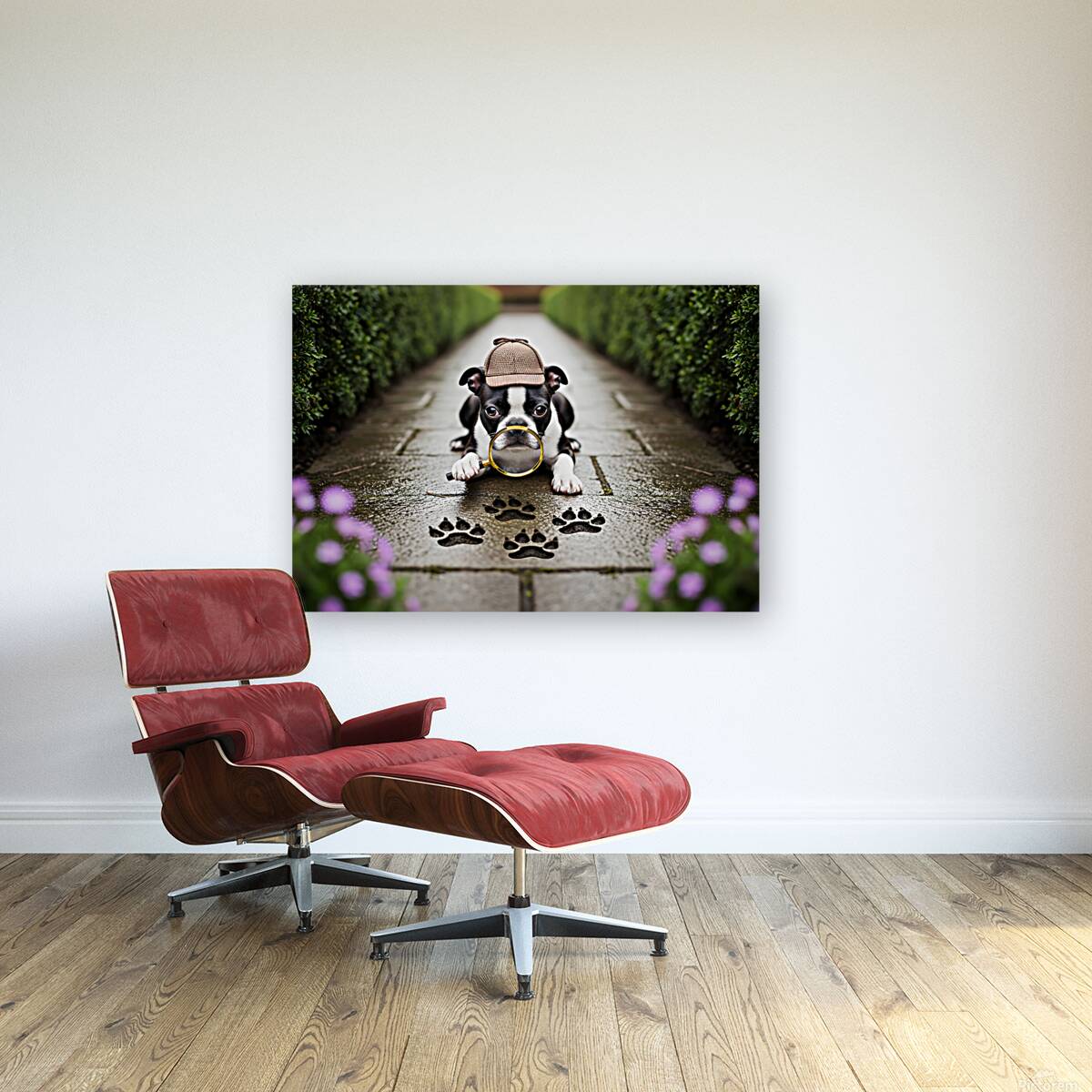 Boston Terrier Detective Puppy Begins Mystery Investigation Reproduction