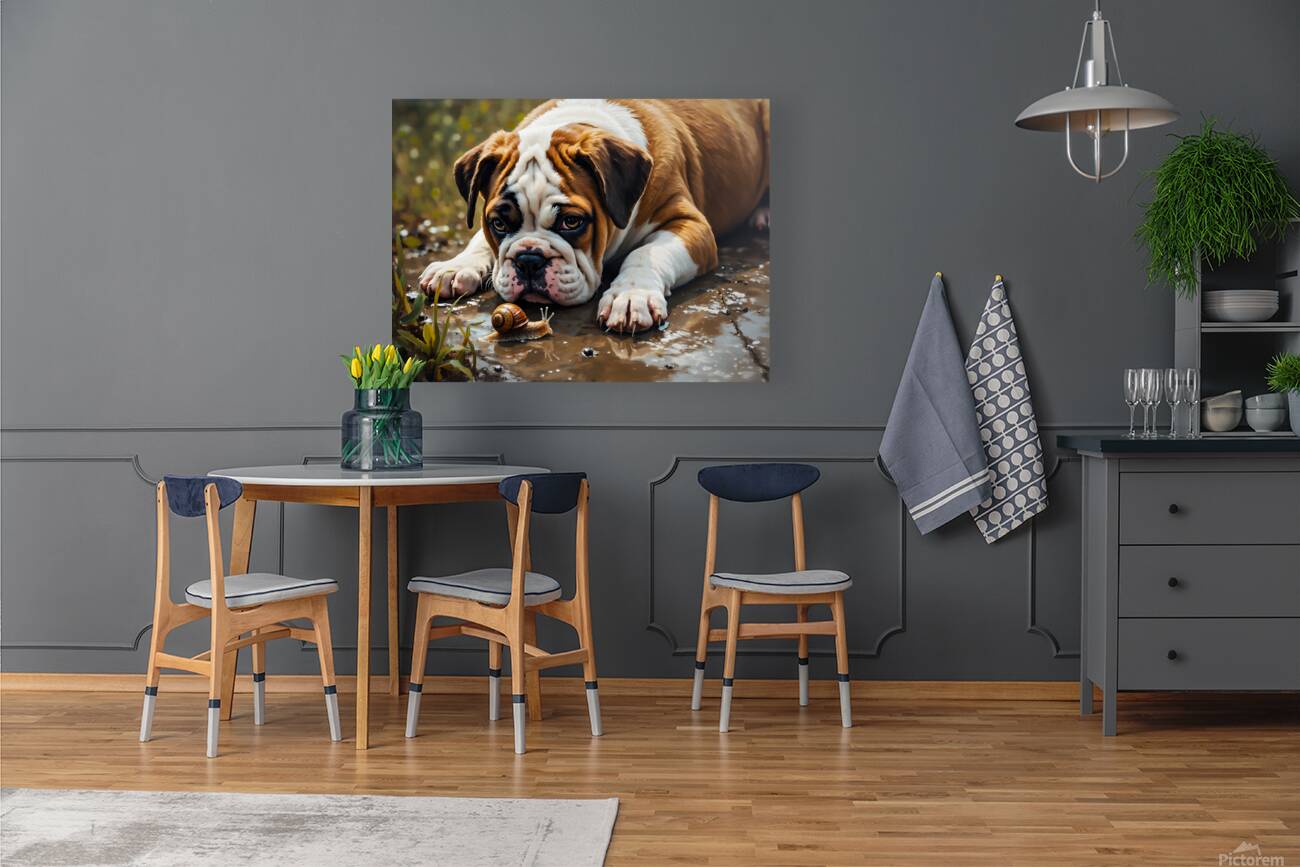 Protective Bulldog Puppy Shields Snail From Heavy Rain Reproduction