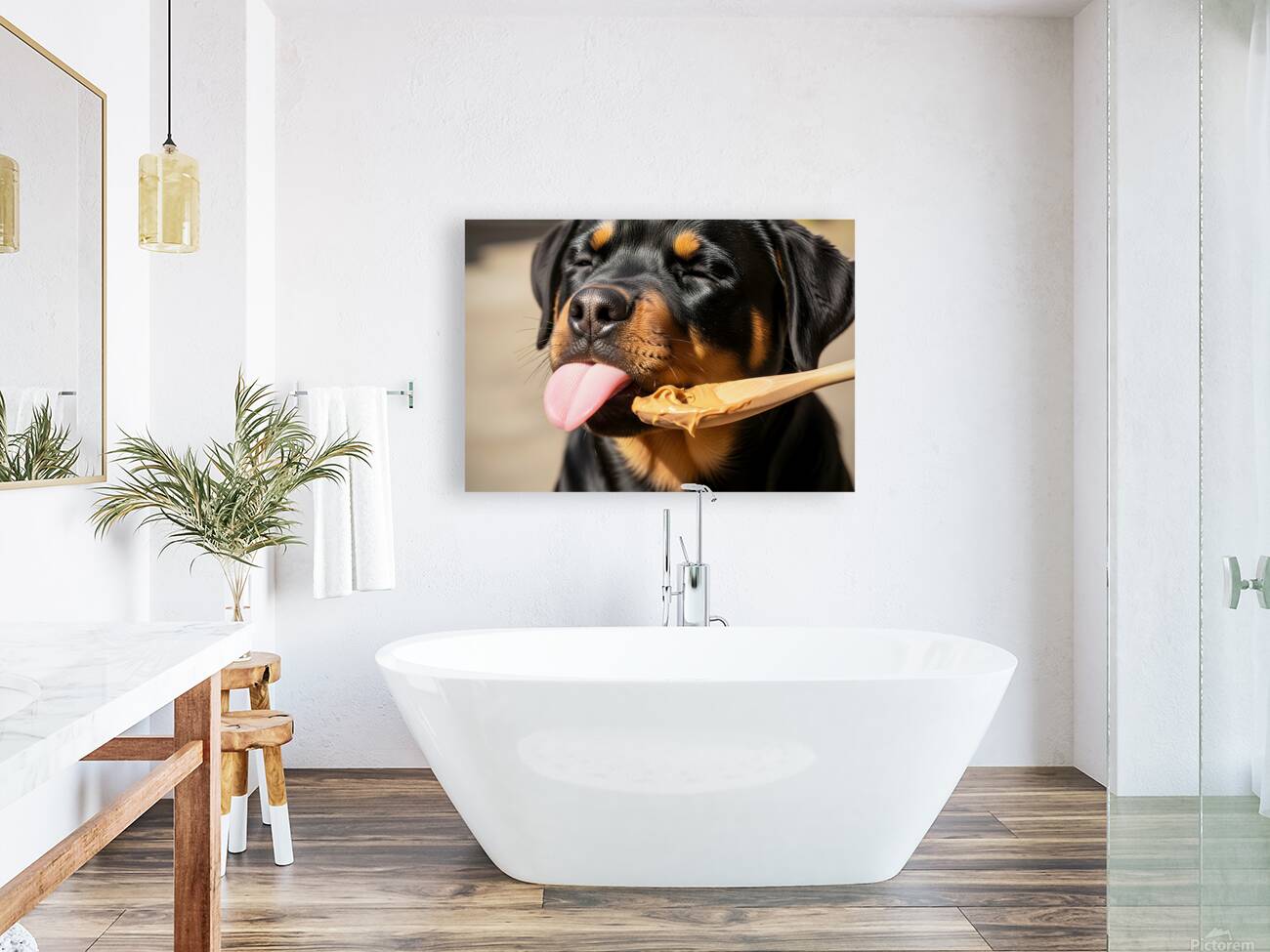 Happy Rottweiler Puppy After Tasty Discovery Reproduction