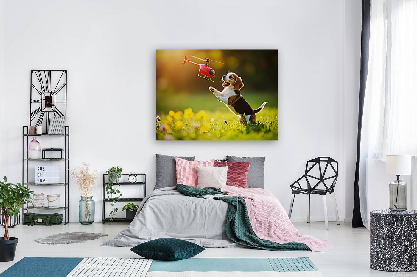 Beagle Puppy Discovers Flying Toy Reproduction