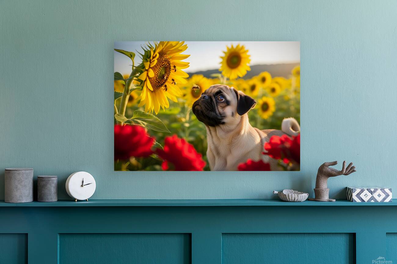 Pug Puppy Discovers Garden Bees Reproduction