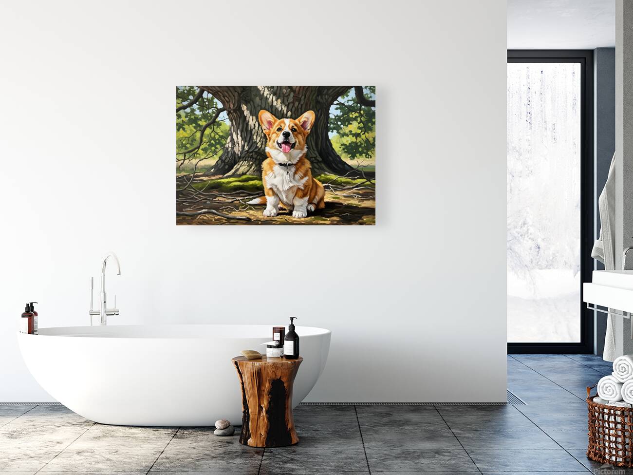 Content Corgi Puppy Dreams Under Tree Shade Reproduction