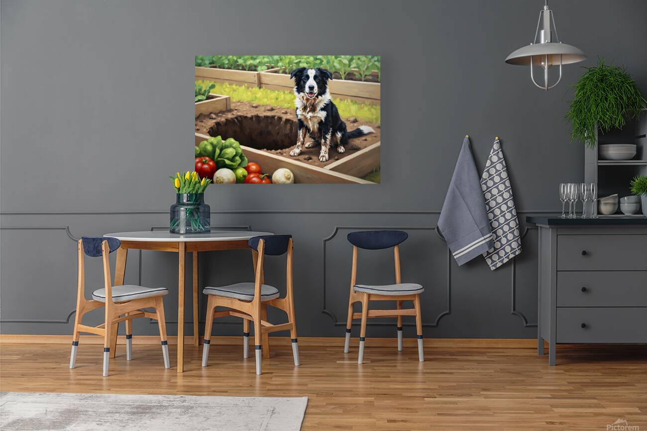 Guilty Border Collie Puppy Realizes Garden Mess Reproduction