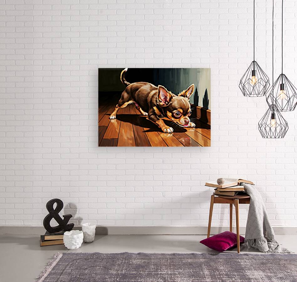 Chihuahua Puppy Discovers Dancing Wall Shadows Reproduction