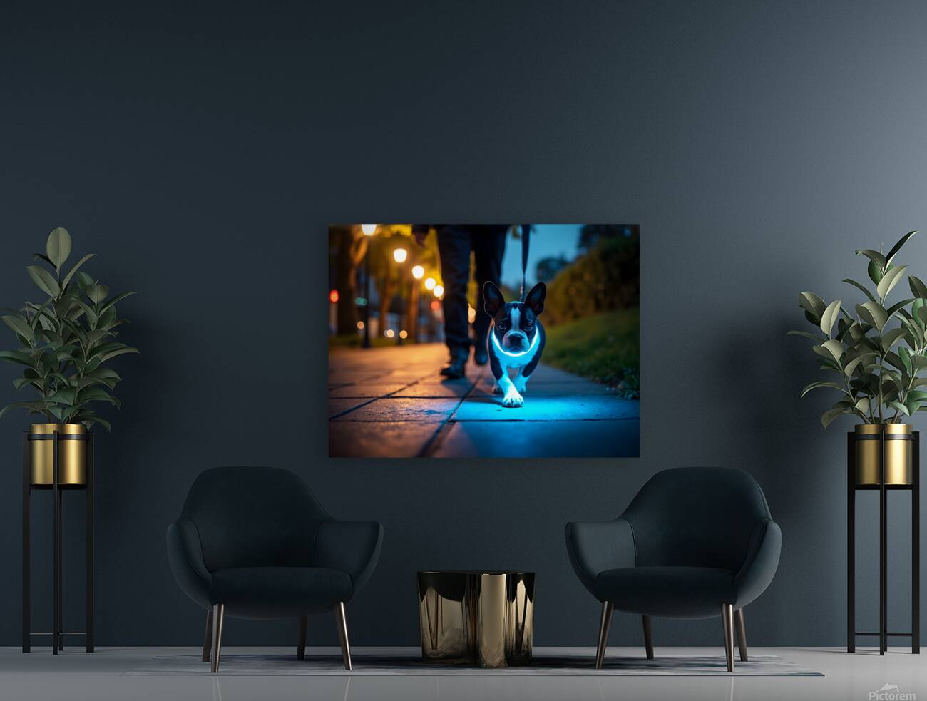 Sleepy Boston Terrier Puppy After Night Adventure Reproduction