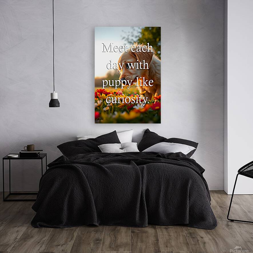 Puppy Curiosity: Golden Retriever Explores Morning Flowers Reproduction