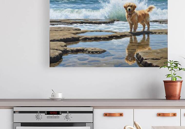 Golden Retriever Puppy Discovers Tide Pools by Puppy Prints