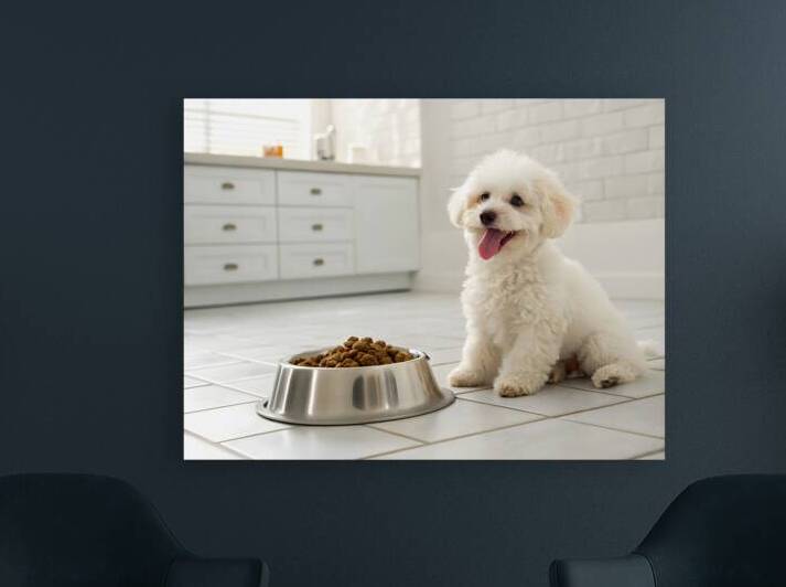 Poodle Puppys Dinner Time Excitement by Puppy Prints