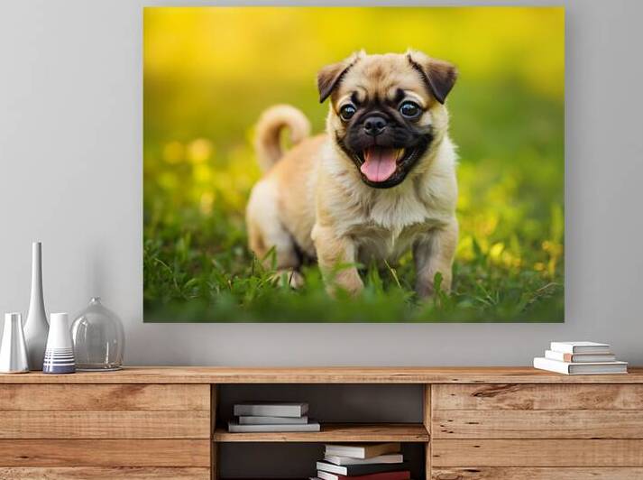 Pug Puppy Successfully Completes Stay Command by Puppy Prints