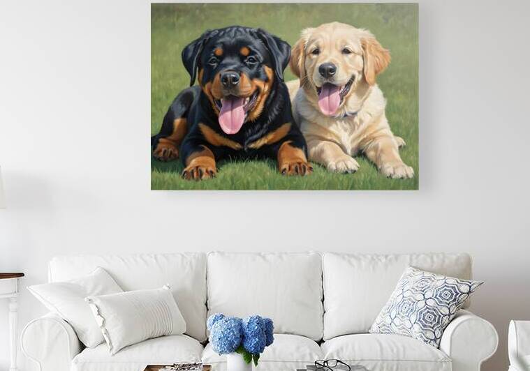 Exhausted Rottweiler Puppy Rests After Fun Playtime by Puppy Prints