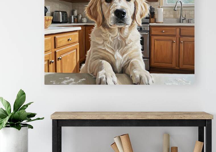 Golden Retriever Puppys Kitchen Discovery by Puppy Prints