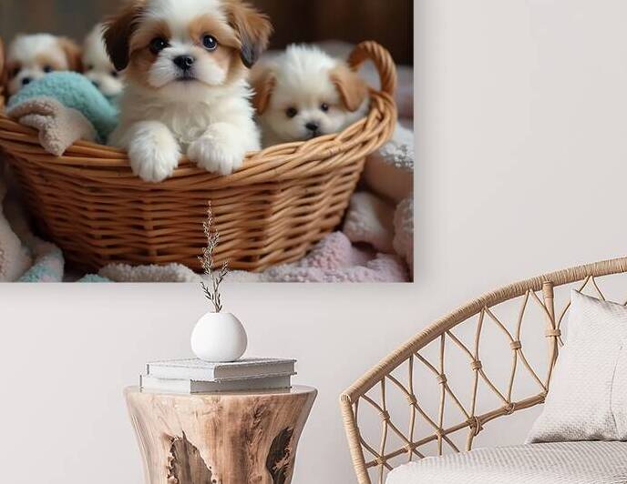 Shih Tzu Puppy Discovers Cozy Laundry Basket Adventure by Puppy Prints
