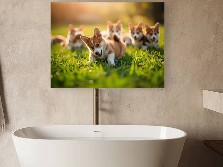 Pembroke Welsh Corgi Puppy Ready To Play With Siblings by Puppy Prints