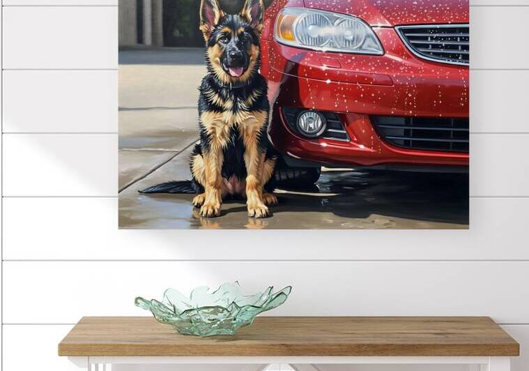 Clean German Shepherd Puppy After Successful Car Wash by Puppy Prints