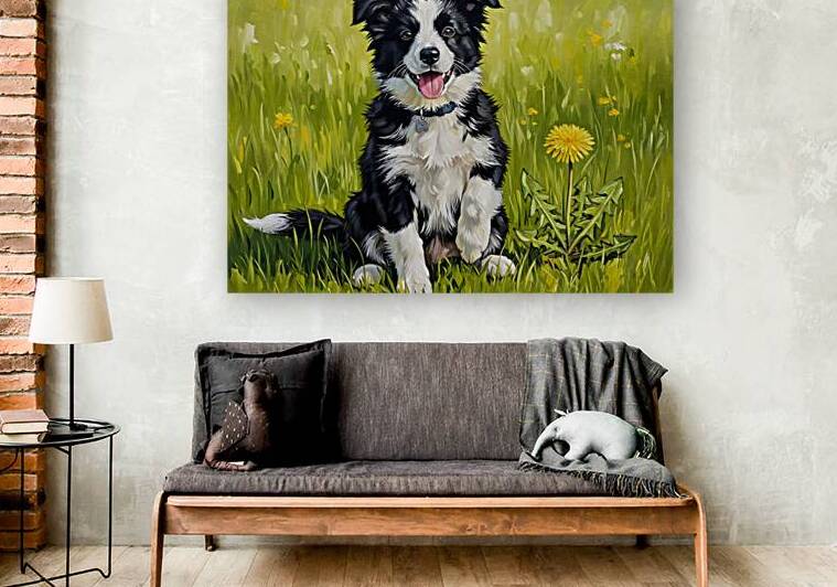 Happy Border Collie Puppy After Dandelion Discovery by Puppy Prints