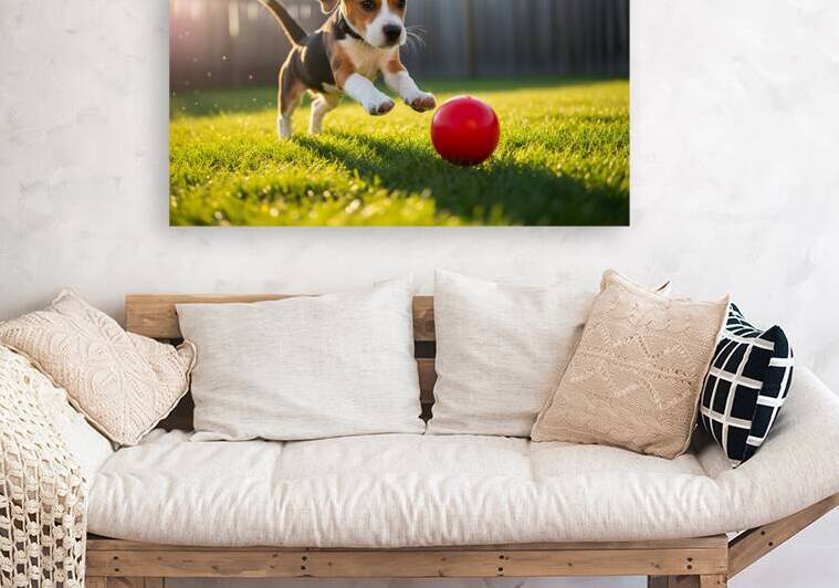 Beagle Puppys Energetic Ball Chase Adventure by Puppy Prints