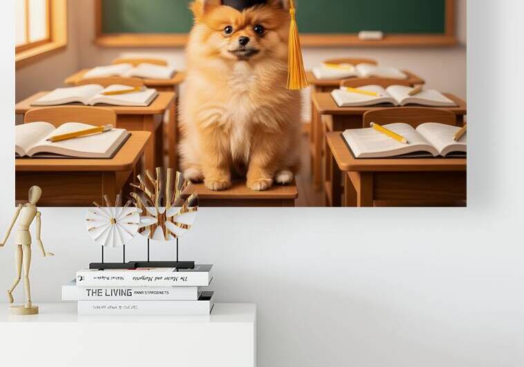 Pomeranian Puppys Big Graduation Day by Puppy Prints