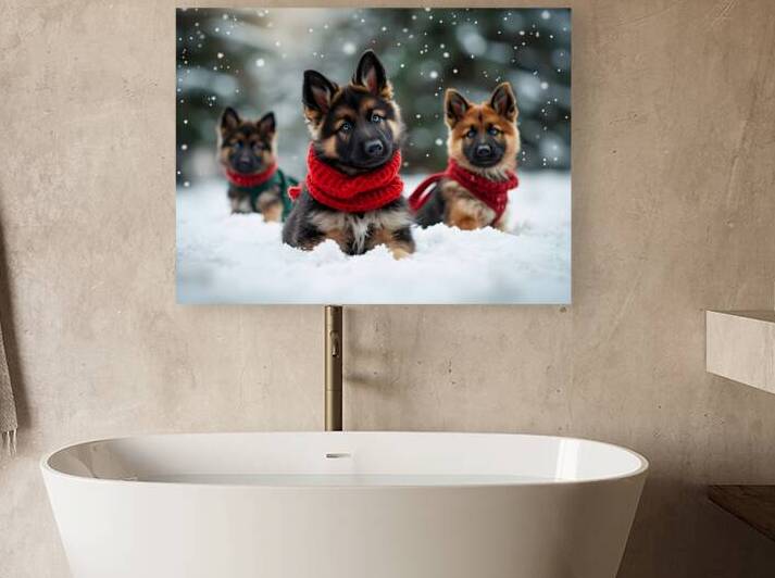 German Shepherd Puppys First Snow Day Adventure by Puppy Prints