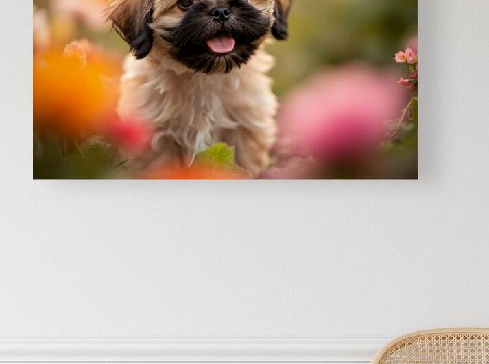 Shih Tzu Puppy Discovers Beautiful Flower Crown by Puppy Prints