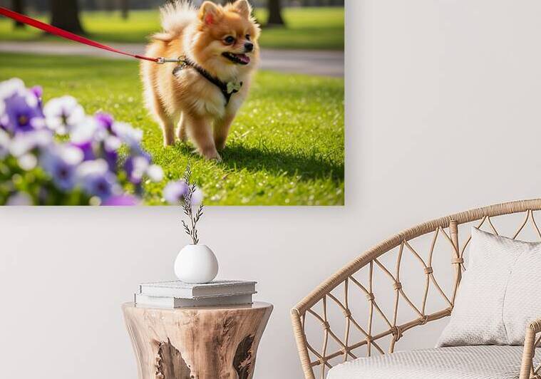 Pomeranian Puppy Masters Leash Walking Happily by Puppy Prints