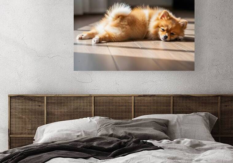 Pomeranian Puppy Discovers The Perfect Sploot Position by Puppy Prints