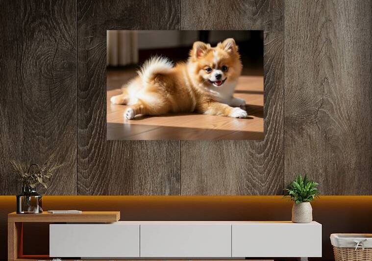 Pomeranian Puppy Returns To Beloved Sploot Position by Puppy Prints