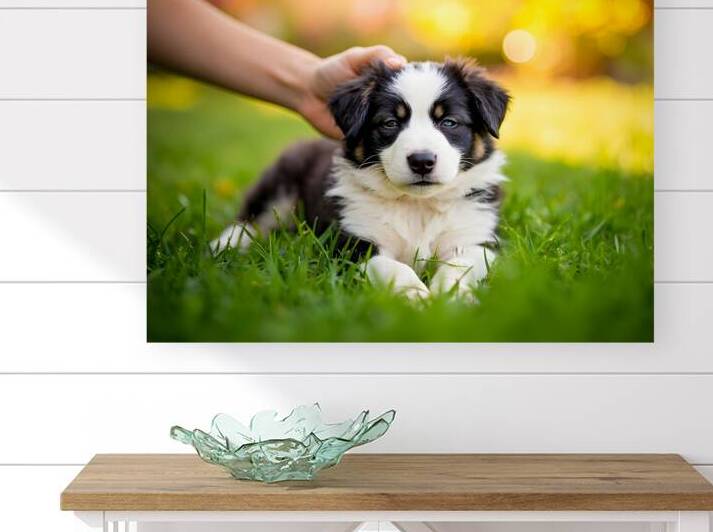 Border Collie Puppy Feeling Sleepy After Ear Scratches by Puppy Prints