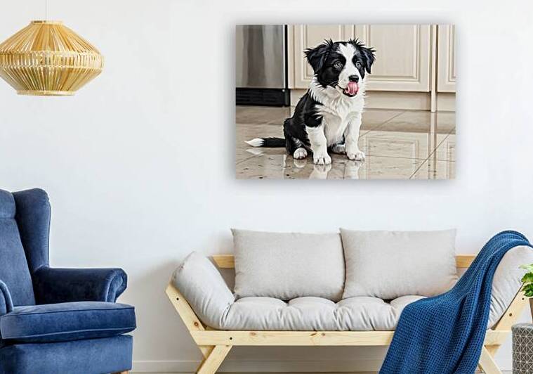 Border Collie Puppy Anticipates Delicious Treat by Puppy Prints