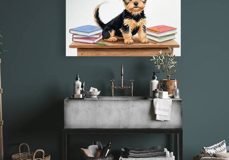 Yorkshire Terrier Puppys First Day Of School by Puppy Prints